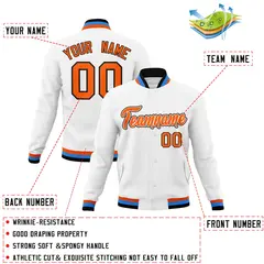 White Orange-Black Varsity Full-Snap Letterman Jacket 4