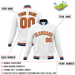 White Orange-Black Varsity Full-Snap Letterman Jacket 4
