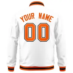 White Orange-Black Varsity Full-Zip Letterman Bomber Jacket 4