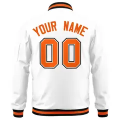 White Orange-Black Varsity Full-Zip Letterman Bomber Jacket 4
