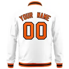 White Orange-Black Varsity Full-Zip Letterman Bomber Jacket 4