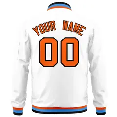 White Orange-Black Varsity Full-Zip Letterman Bomber Jacket 4