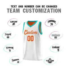 White Orange Chest Slash Pattern Basketball Jersey 3