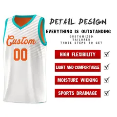 White Orange Chest Slash Pattern Basketball Jersey 4
