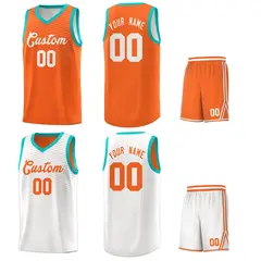 White Orange Chest Slash Pattern Basketball Jersey 5