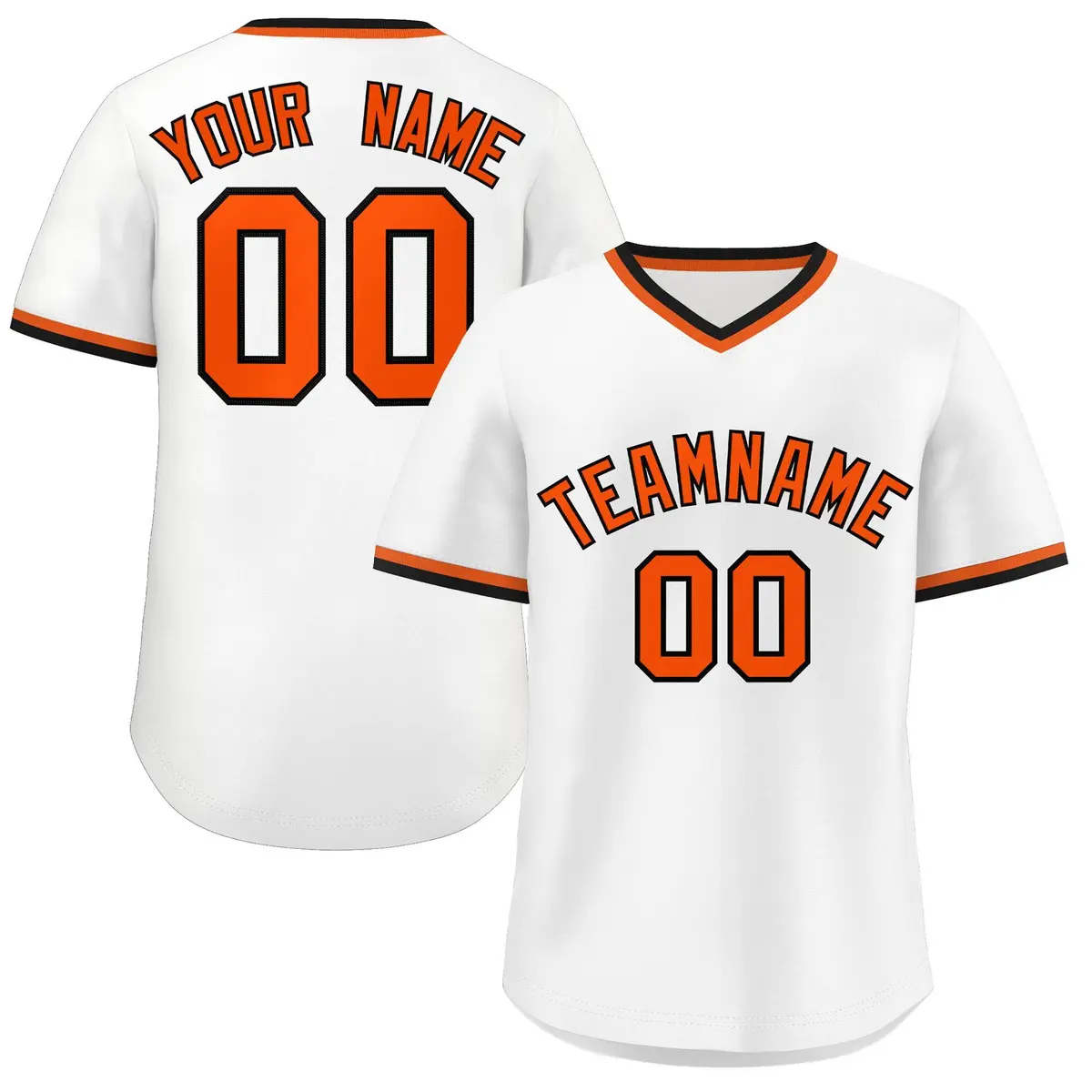 White Orange Classic Authentic Pullover Baseball Jersey