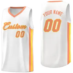 White Orange Classic Basketball Jersey