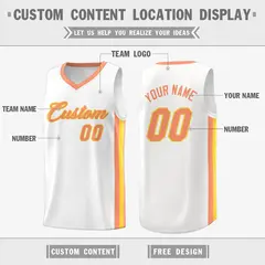 Men's White Orange Classic Basketball Jersey 2