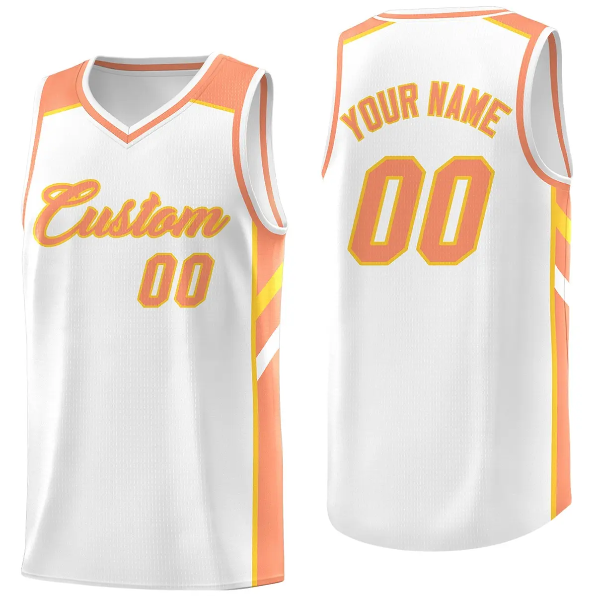 Men's White Orange Classic Basketball Jersey