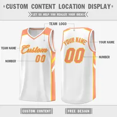 Men's White Orange Classic Basketball Jersey 2