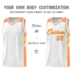 Men's White Orange Classic Basketball Jersey 3