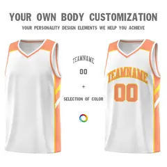 Men's White Orange Classic Basketball Jersey 3