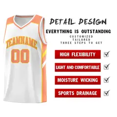 Men's White Orange Classic Basketball Jersey 4