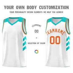 Men's White Orange Classic Basketball Jersey 3