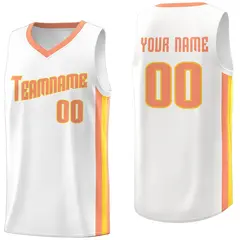 White Orange Classic Breathable Basketball Jersey
