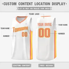 White Orange Classic Breathable Basketball Jersey 2