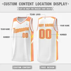 White Orange Classic Breathable Basketball Jersey 2
