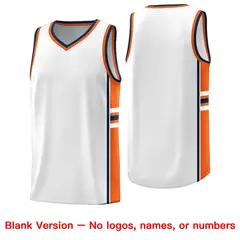 White Orange Classic Color Block Varsity Basketball Jersey 6