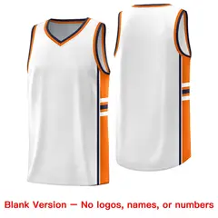 White Orange Classic Color Block Varsity Basketball Jersey 6