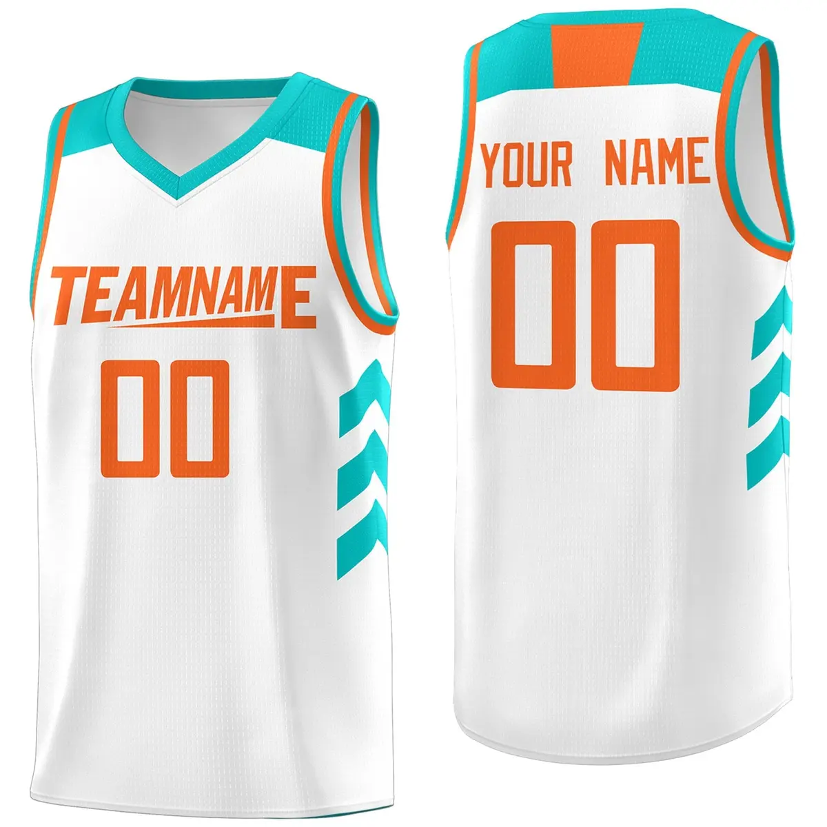White Orange Classic Mesh Sport Basketball Jersey