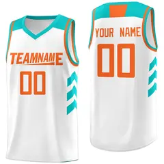White Orange Classic Mesh Sport Basketball Jersey
