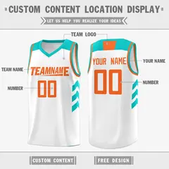 White Orange Classic Mesh Sport Basketball Jersey 2