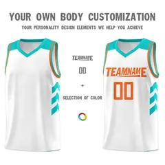 White Orange Classic Mesh Sport Basketball Jersey 3