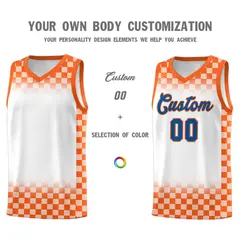 White Orange Classic Plaid Basketball Uniform Jersey 3