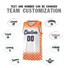 White Orange Classic Plaid Basketball Uniform Jersey 4