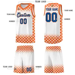 White Orange Classic Plaid Basketball Uniform Jersey 5