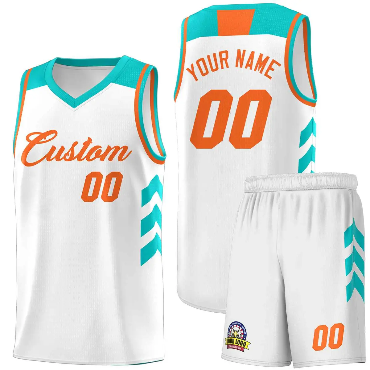 White Orange Classic Sets Sports Basketball Jersey