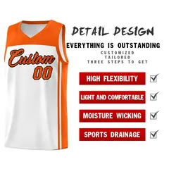 White Orange Classic Sets Sports Basketball Jersey 2