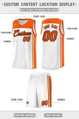 White Orange Classic Sets Sports Basketball Jersey 5