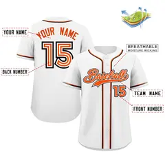 White Orange Classic Style Authentic Baseball Jersey 2