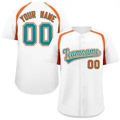 White Orange Color Block Authentic Baseball Jersey