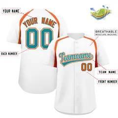 White Orange Color Block Authentic Baseball Jersey 2