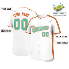 White Orange Color Block Side Dotted Line Baseball Jersey 2