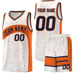 White Orange Dot Graffiti Irregular Pattern Basketball Jersey 1