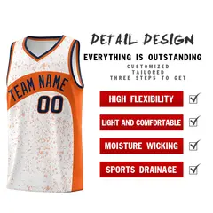 White Orange Dot Graffiti Irregular Pattern Basketball Jersey 2