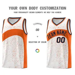 White Orange Dot Graffiti Irregular Pattern Basketball Jersey 3