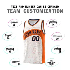 White Orange Dot Graffiti Irregular Pattern Basketball Jersey 4