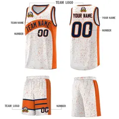 White Orange Dot Graffiti Irregular Pattern Basketball Jersey 5