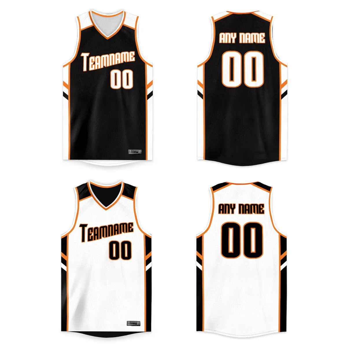 White Orange Double Side Basketball Jersey