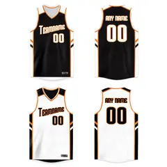 White Orange Double Side Basketball Jersey 1