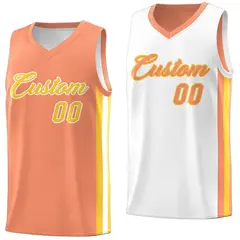 White Orange Double Side Basketball Jersey