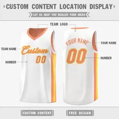 White Orange Double Side Basketball Jersey 3