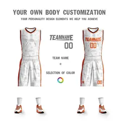 White Orange Double Side Sets Basketball Jersey 3