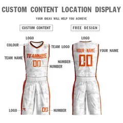 White Orange Double Side Sets Basketball Jersey 4