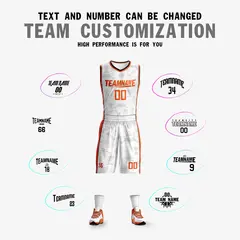 White Orange Double Side Sets Basketball Jersey 5