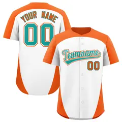White Orange Edge Color Block Authentic Baseball Jersey